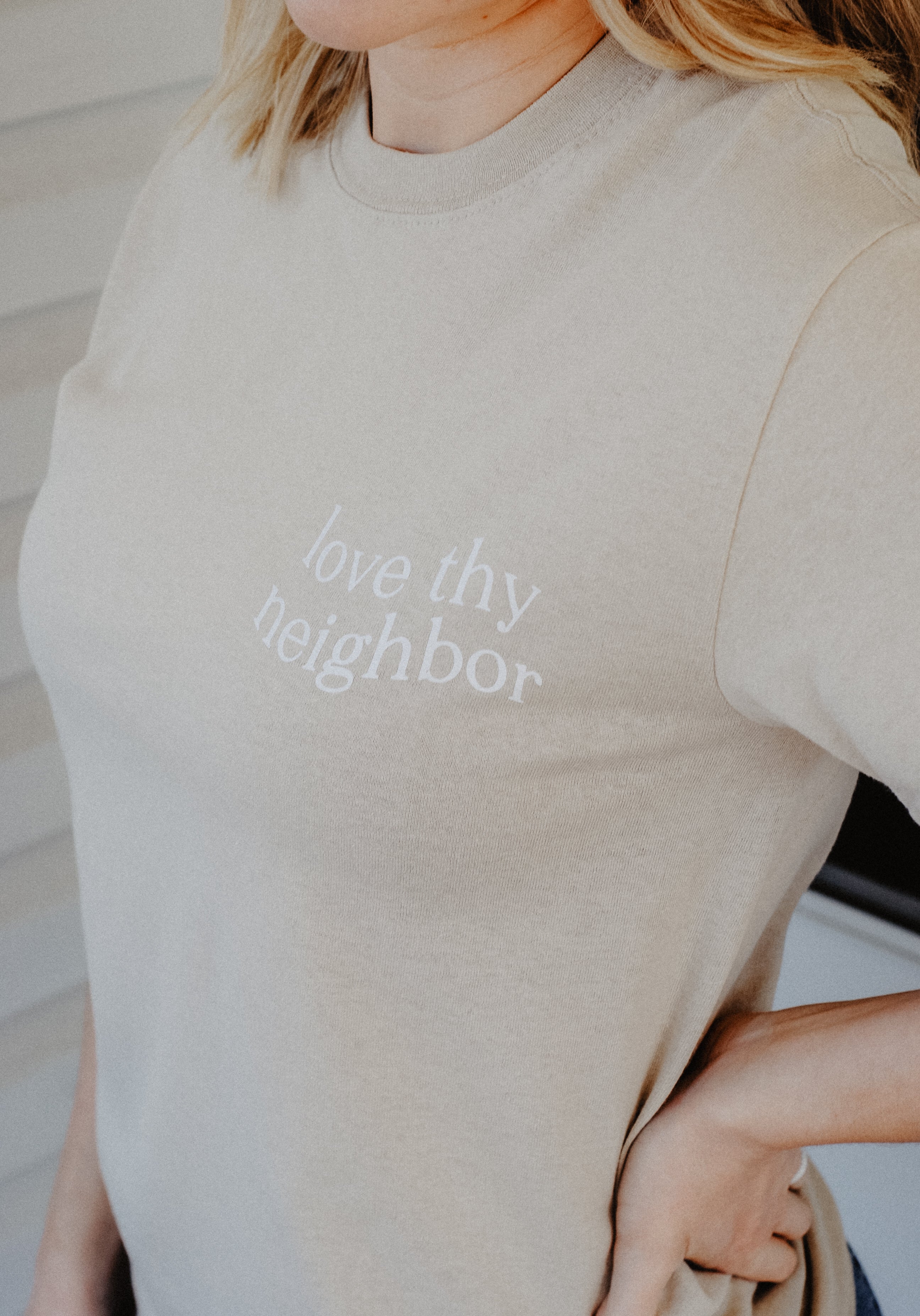 Love Thy Neighbor T-Shirt - Sand – In His Name Company