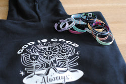 God is Good Hoodie - Black (FREE Mystery 10-Pack Included)($225 Value!) - Christian Bracelets and Apparel - In His Name Company Products