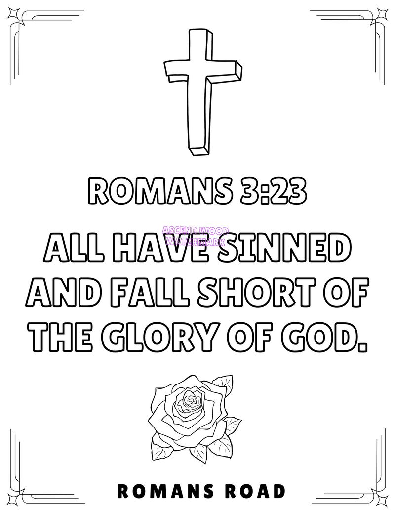 Romans Road - Bible Verse Coloring Book (Digital Download) - Christian Bracelets and Apparel - In His Name Company Products