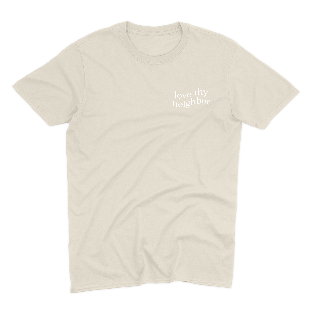 Love Thy Neighbor Premium T-Shirt - Sand - Christian Bracelets and Apparel - In His Name Company Products