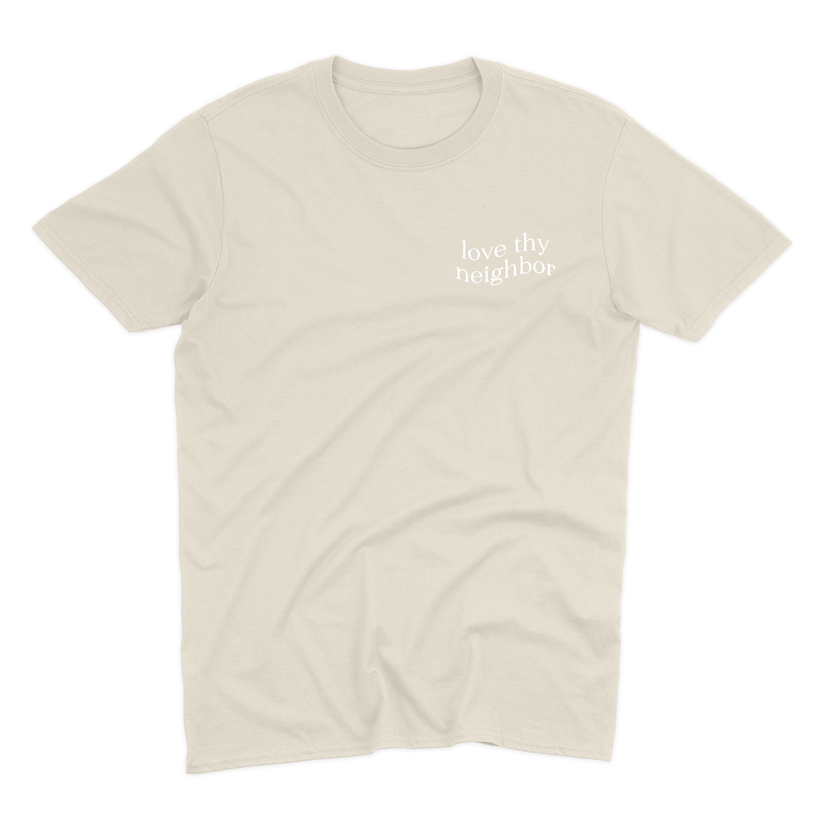 Love Thy Neighbor Premium T-Shirt - Sand - Christian Bracelets and Apparel - In His Name Company Products