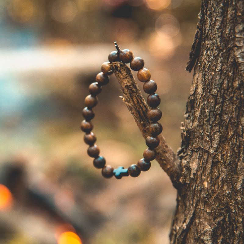Handmade Sandalwood Black Cross Bracelet - Christian Apparel and Accessories - Ascend Wood Products